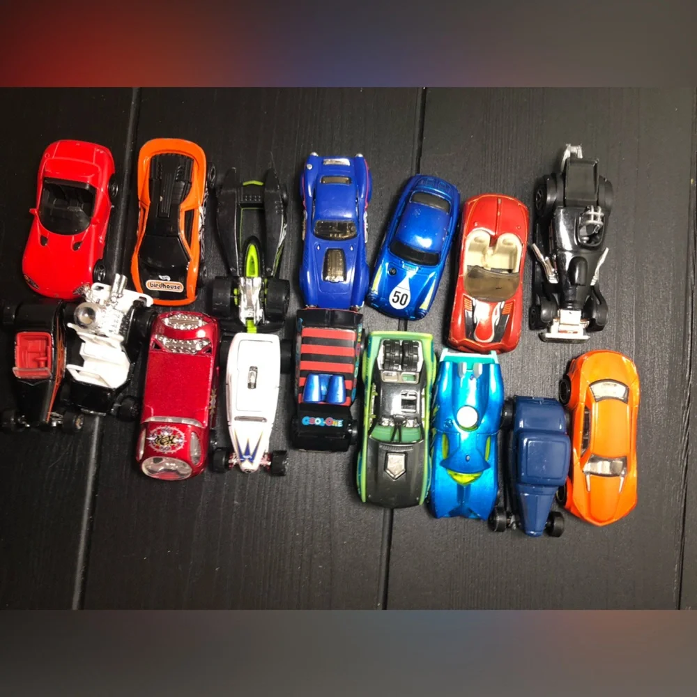Colorful Kids Toy Car Set - Blue, Orange, Red, Green, Black